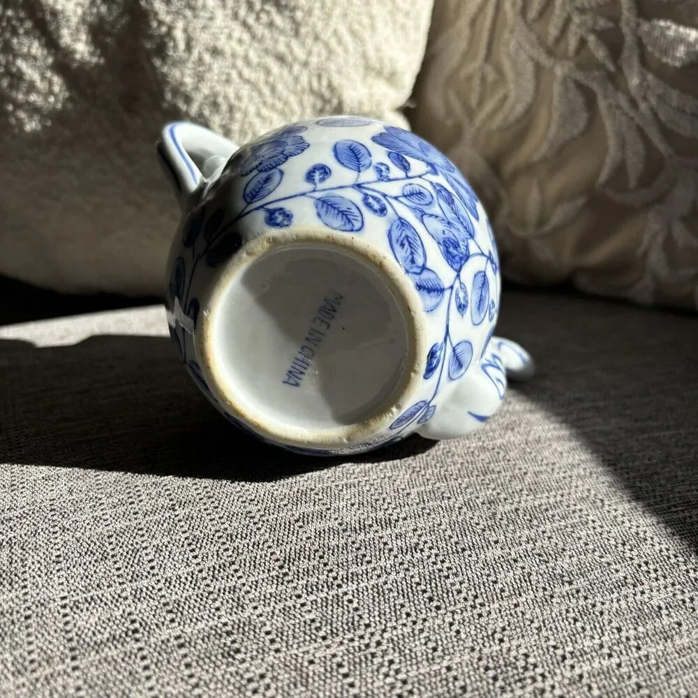 Vintage Blue and White Porcelain Teapot
